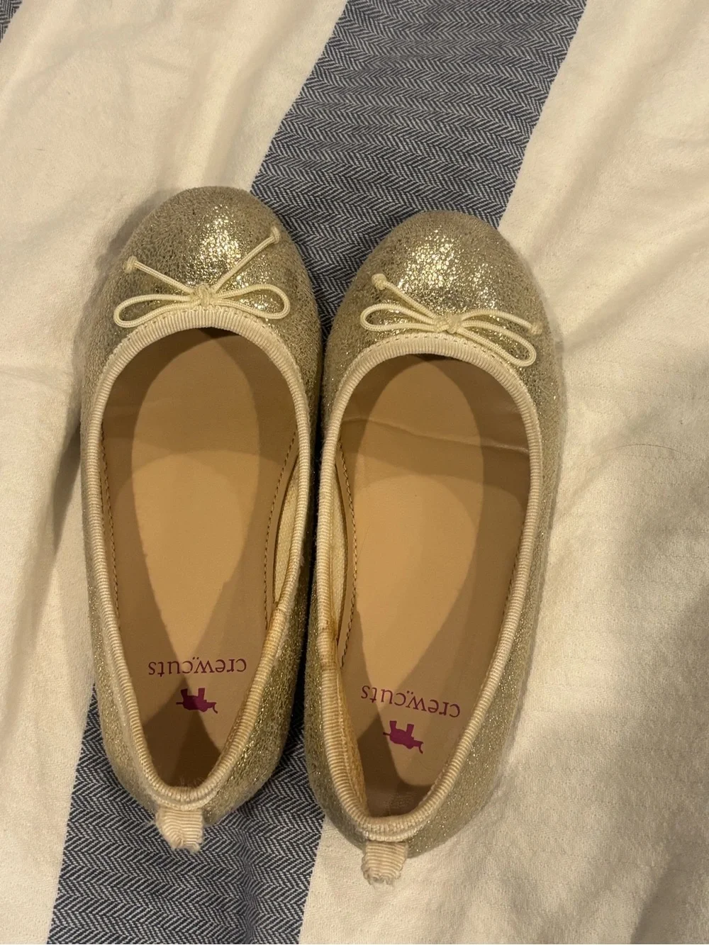 Crewcuts Girls' Gold Glitter Ballet Flats